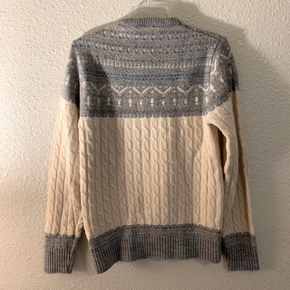 Gray & Cream Cableknit Fisherman’s Sweater - Picture 3 of 3